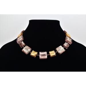 Le Perle Sterling Silver Venetian Murano Glass Necklace Vermail Signed BinBN